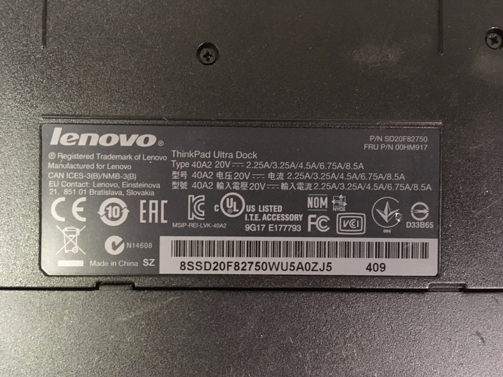 Lenovo Thinkpad 40A2 Ultra USB 3.0 Dock Station T440 T540 X240 L640 T460 T560