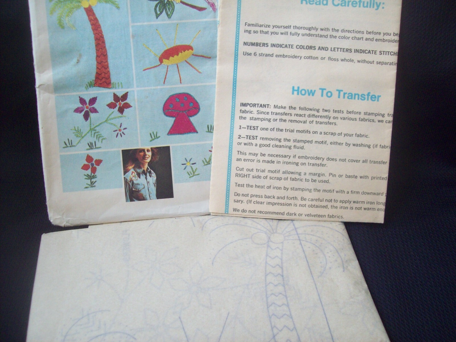 Transfer Pattern Embroidery Vintage Simplicity Pattern 6198 circa 1970s NOS