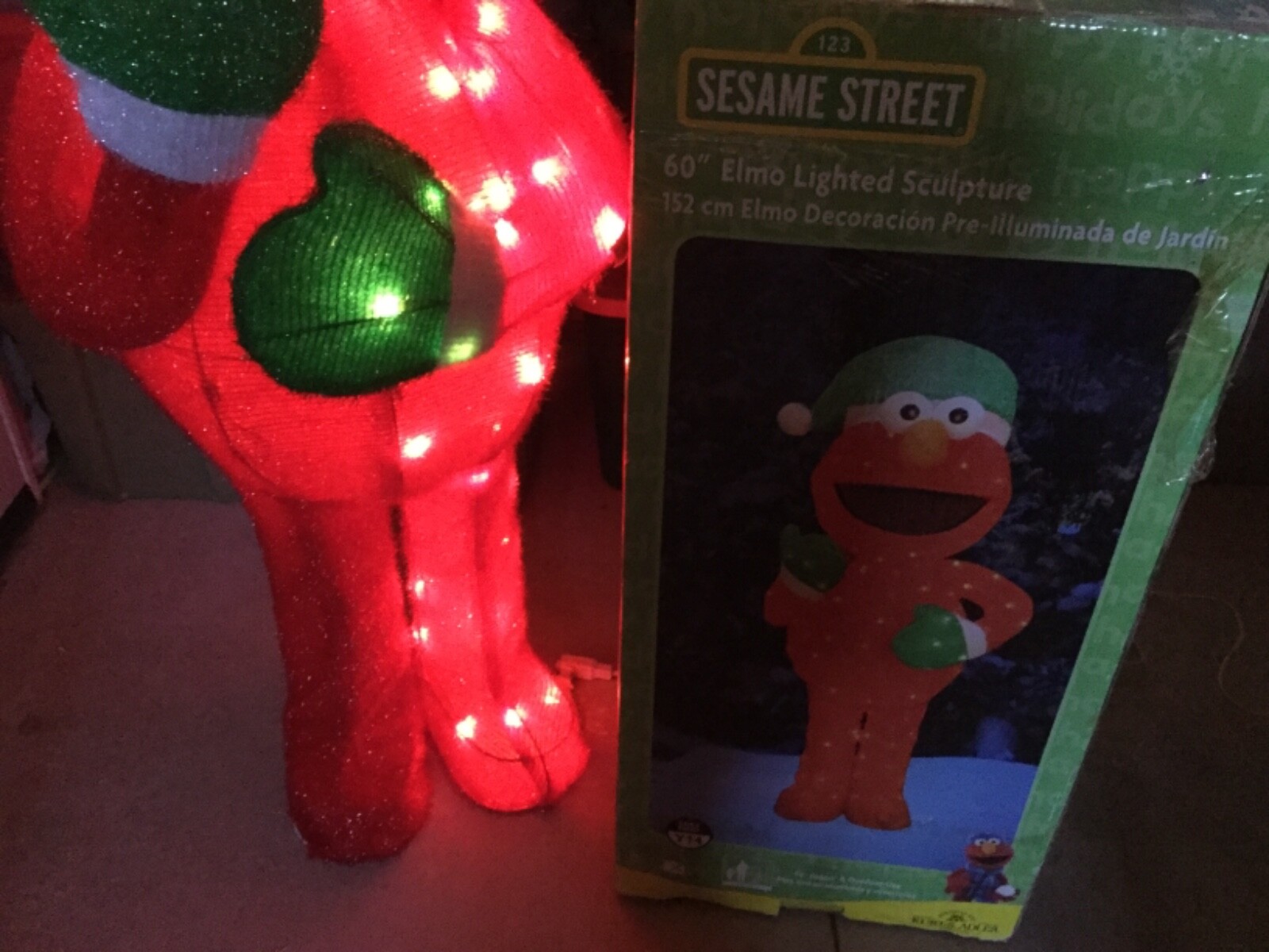 VINTAGE 60” HIGH ELMO LIGHTED SCULPTURE,SOFT TINSEL SCULPTURE,OUTDOOR,INDOOR