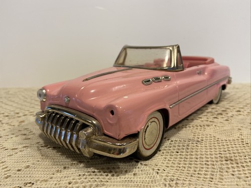 Vintage 1950 Pink Buick Convertible 11” Tin Friction Toy Car Vintage 1950 Pink Buick Convertible 11” Tin Friction Toy Car