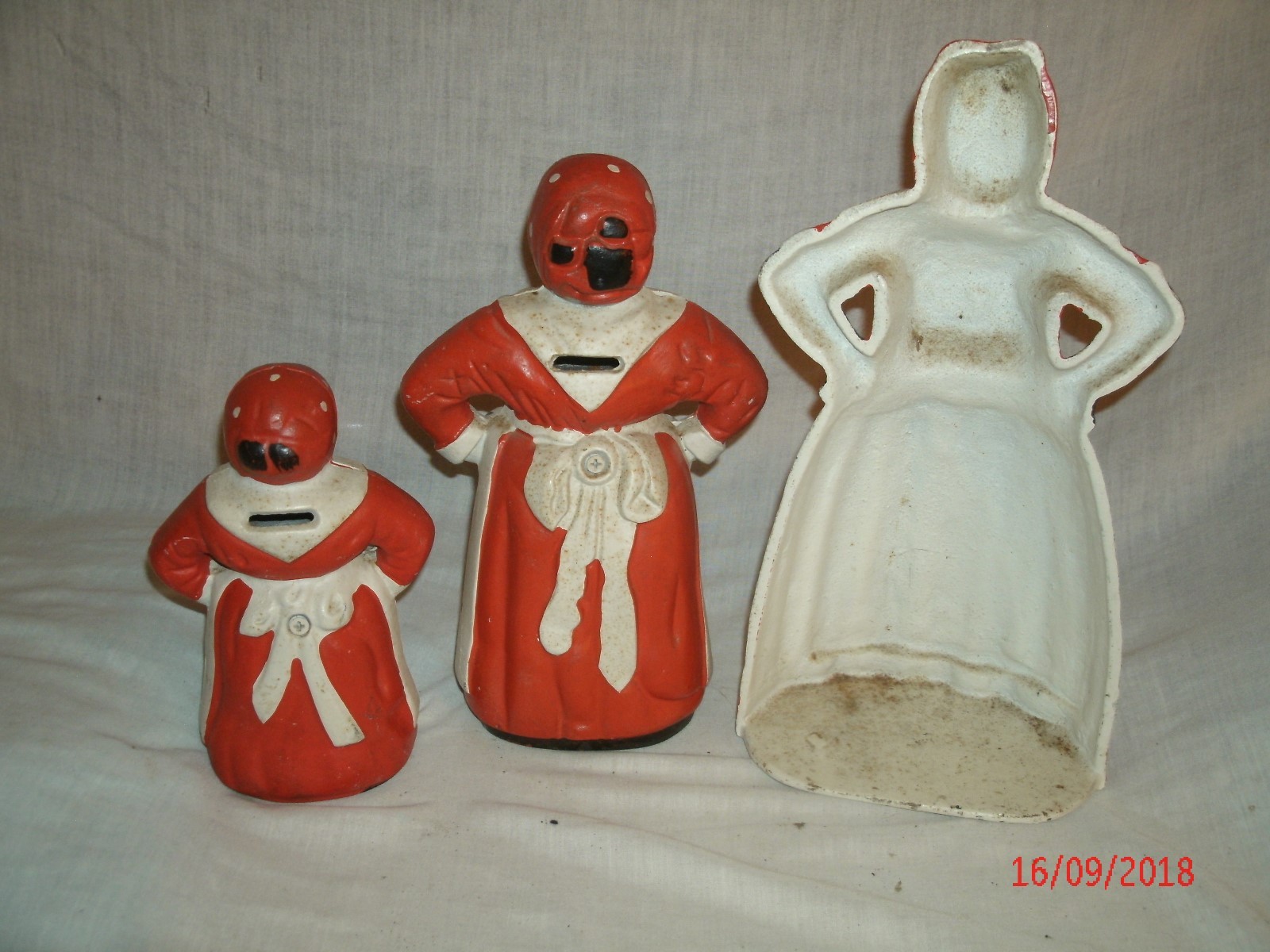 Trio, Antique Aunt Jemima - Mammy - Cast Iron - Doorstop - Banks