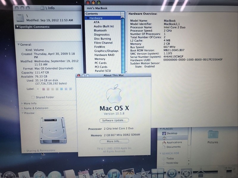 A1181 MacBook Core2Duo2.4GHz グレードアップ箇所多数 Apple A1181 MacBook 13.3
