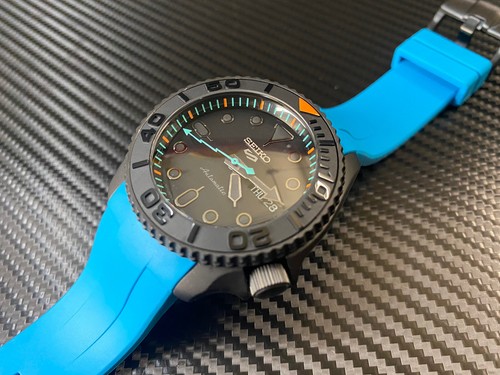 Pre-owned Seiko Srpd79 “miami Vice” Mod Watch - Custom Insert Chapter Ring Sapphire Glass