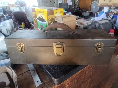 Vintage Kennedy Machinist Tool Tackle Box..Leather Handle..2 Trays.