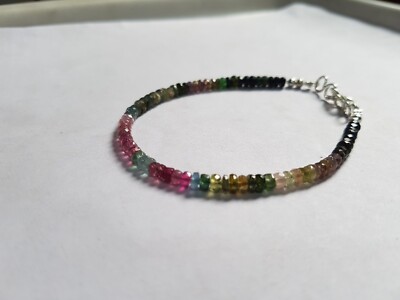 Multi tourmaline gemstones 925 sterling silver Bracelet jewelry gift ht55