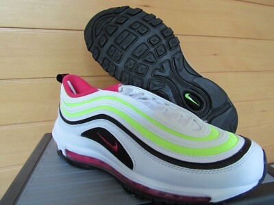 NIKE AIR MAX 97 (GS) WHITE-RUSH PINK-BLACK-VOLT SZ 5.5Y-WOMENS SZ 7 CJ9978-100