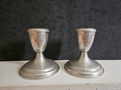 Vintage Empire Pewter Pair of Vintage Candlesticks, Weighted, Marked 780 