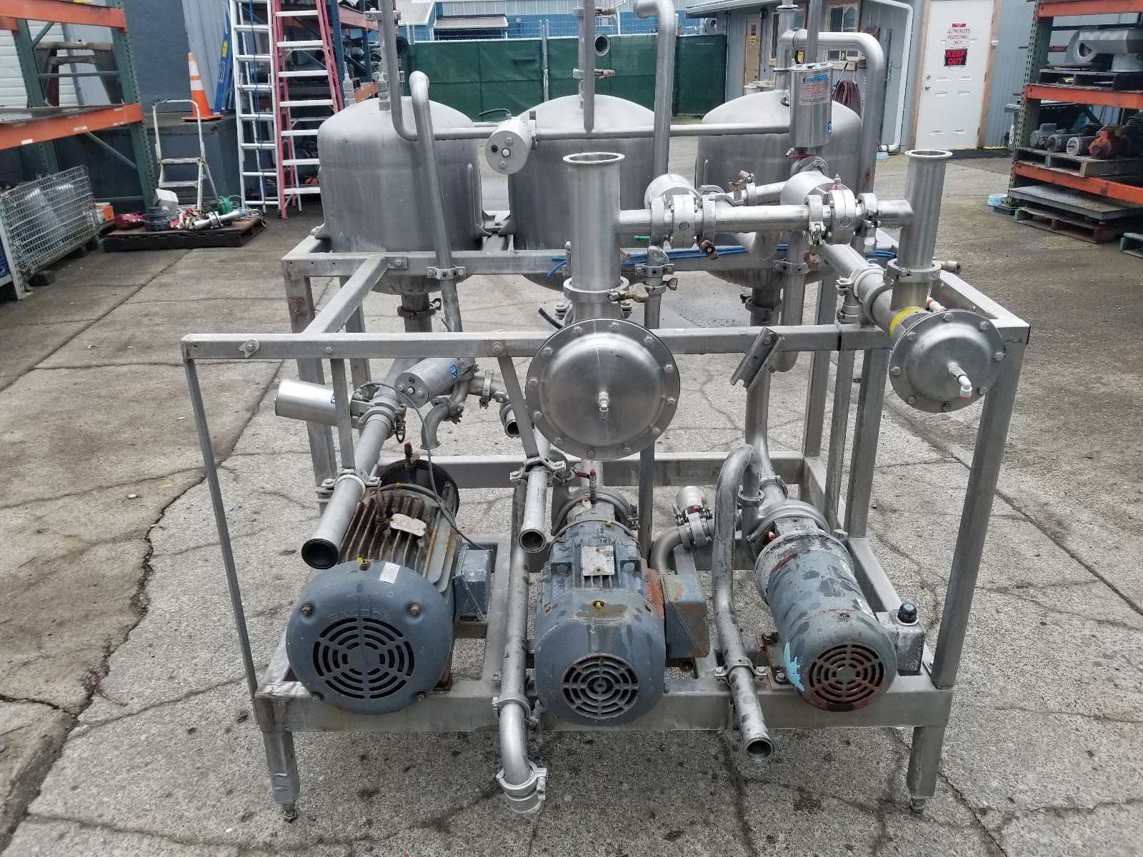 Stainless triple Pump and tank Mixing Station, all Food Grade Stainless