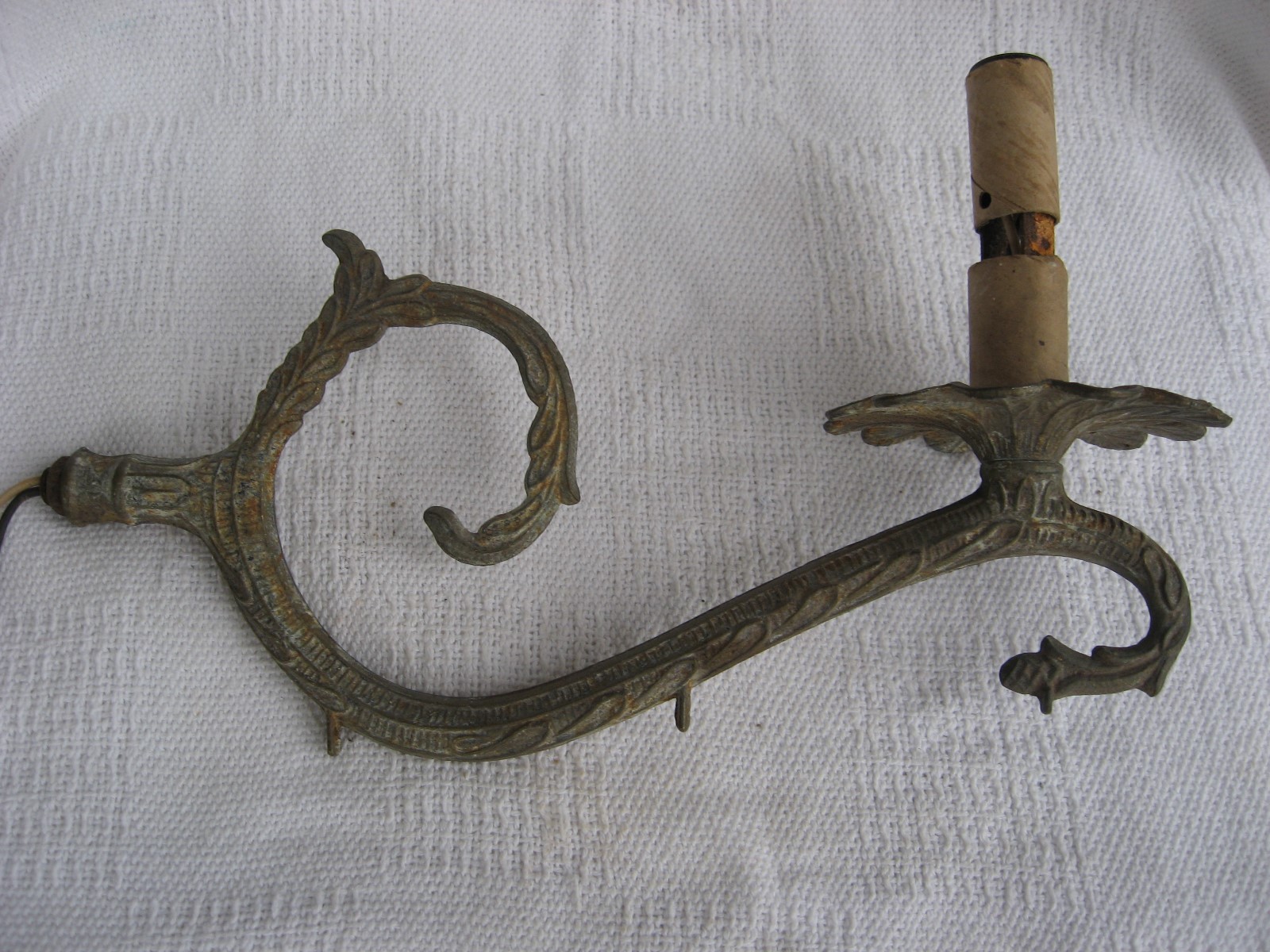 Vintage Antique Lamp Tendril Part-Brass/Bronze Metal-Art Nouveau Style-Nice Cond