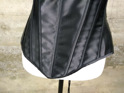 Women's Shirley of Hollywood Black Boned Lace Up Back Side Zipper Corset Sz 36