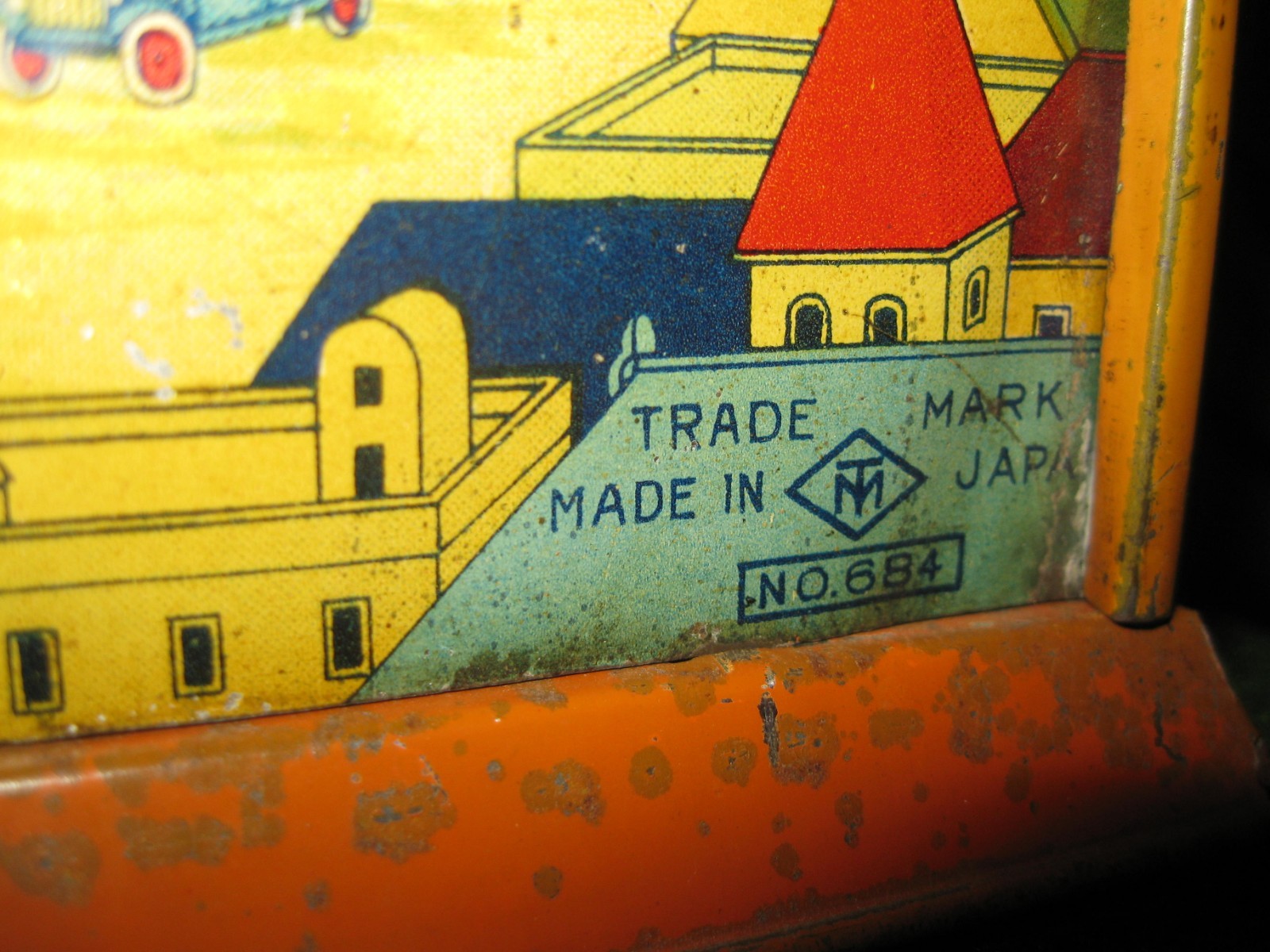 Pre War JAPAN PANORAMA WIND UP Tin Litho by Masudaya strong graphics WORKS