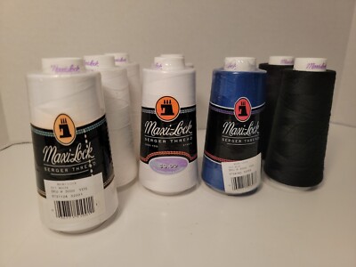 8 Maxi-Lock  Serger Thread All Purpose Cones -Used And New. 3000 Yds On New Ones
