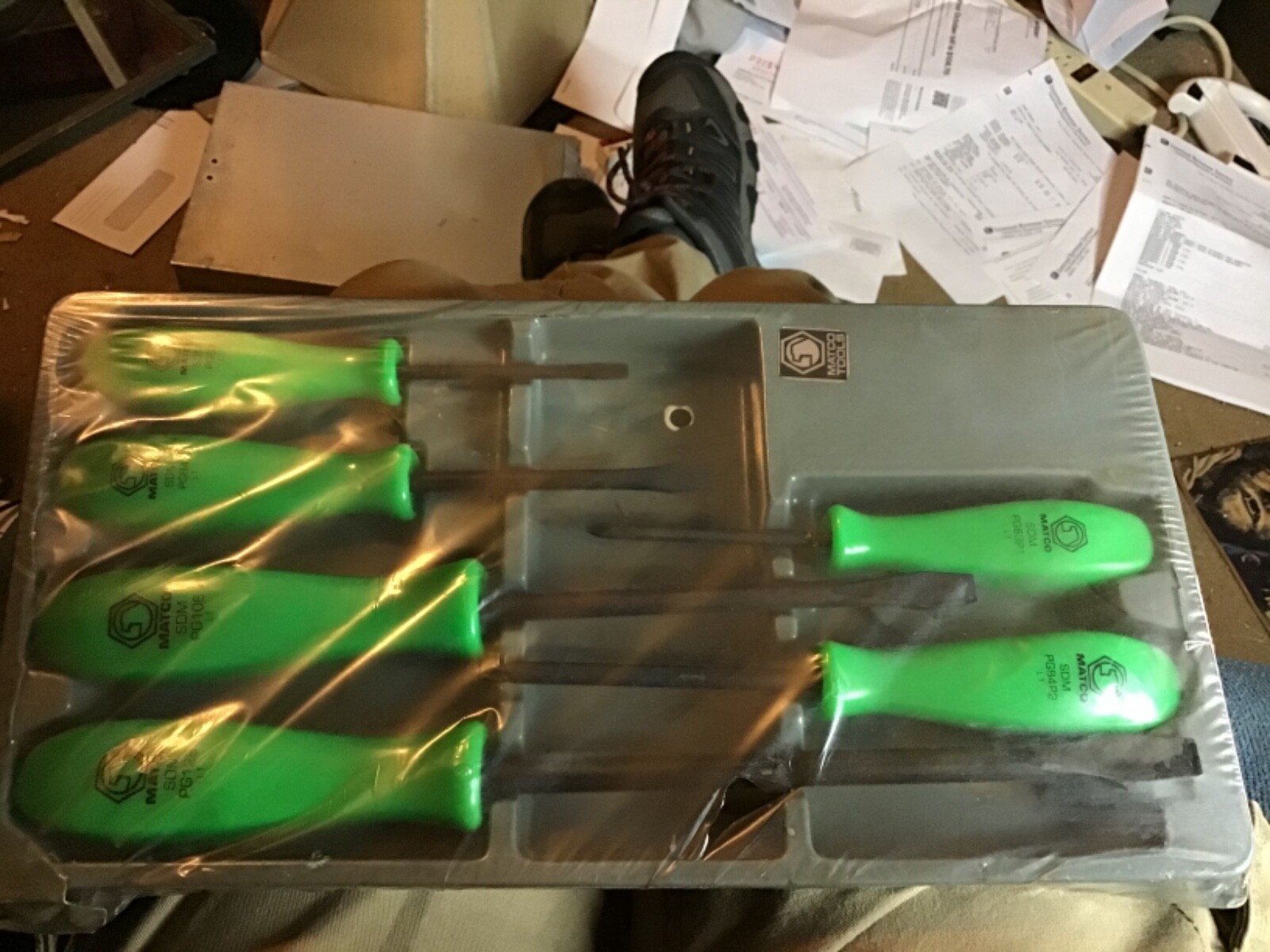 New Old Stock Matco Hard Green Handle 6 Piece Screwdriver Set