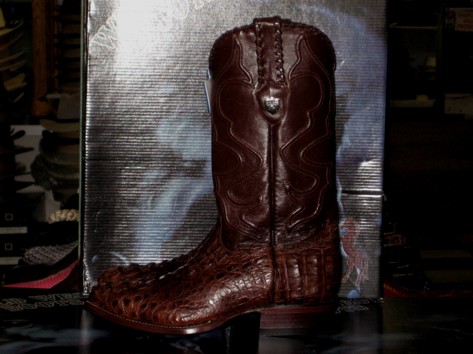 Pre-owned Wild West Boots Wild West Brown Crocodile Hornback Western Cowboy Boot J-toe (d) 2990207