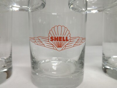 6 ''RARE'' Aeroshell *SHELL* Aviation Oil, Gas OLD FASHION Glasses, Tumblers