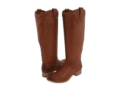 Pre-owned Frye Amelia Grommet Tall Leather Boots 77025 Cognac 6m Women Knee High In Brown