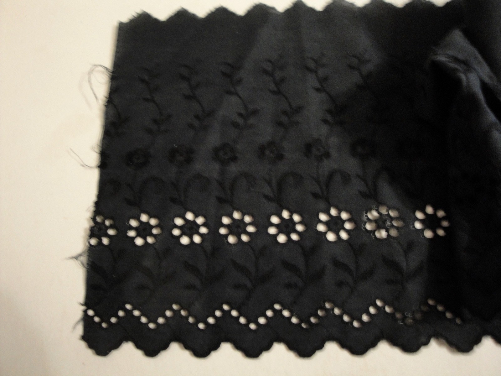 VINTAGE WIDE BLACK COTTON EYELET TRIM   -  44