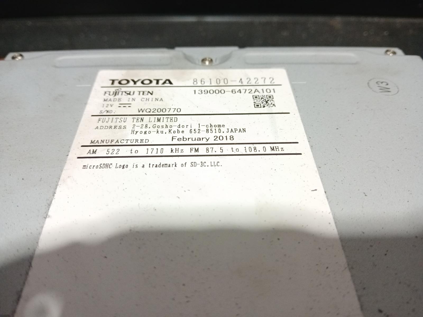 2018 Toyota Rav4 STEREO/HEAD UNIT CD PLAYER XA40 12/12-12/18 12 13 14 15 16 17 18 image 3
