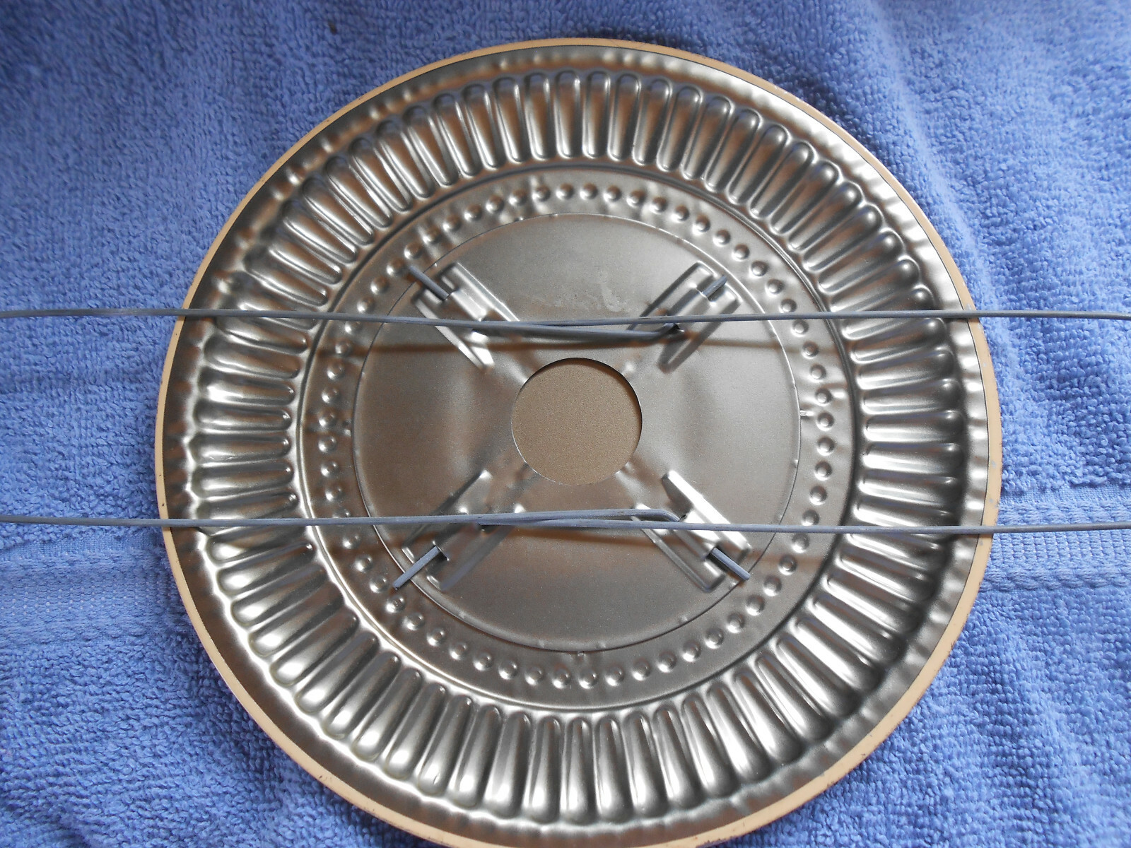 Antique Tin Decorative Chimney Flue Cover Snow/River/Field  