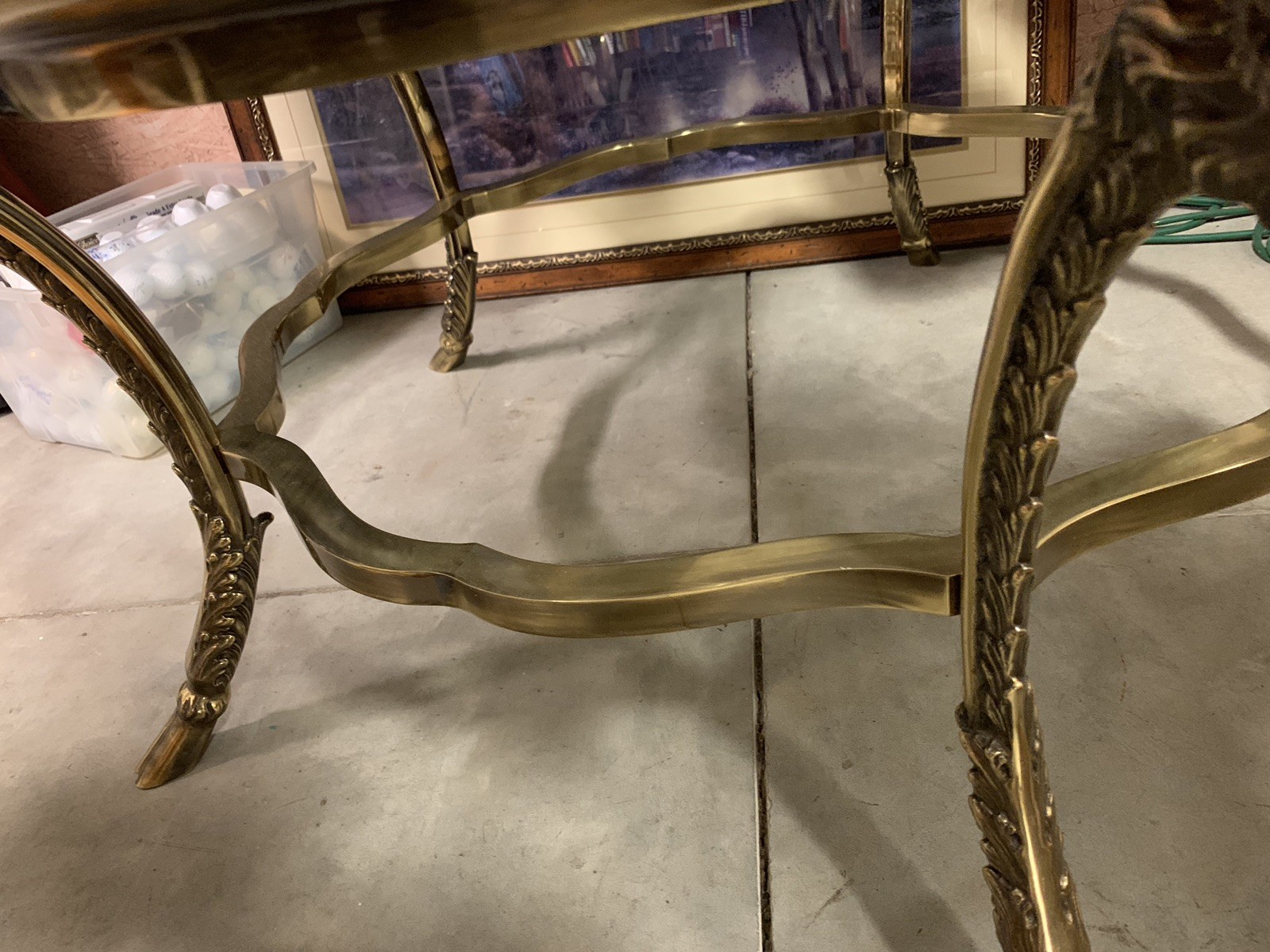 RARE MID CENTURY LABARGE  HIGH QUALITY SOLID BRASS COFFEE TABLE WITH RAMS LEGS