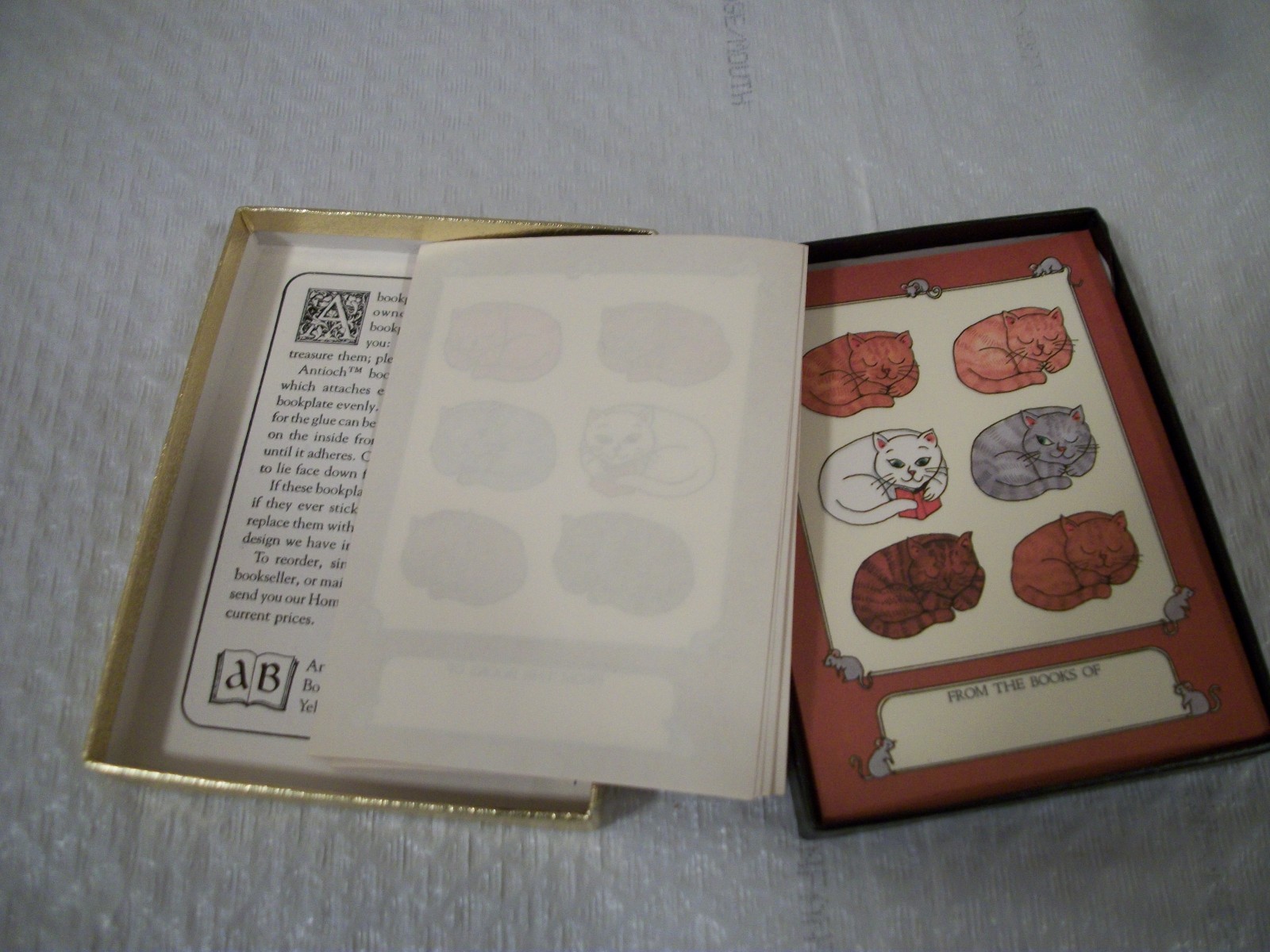 Antioch Bookplates Cats and Mice Open Box of 40 Gummed Labels