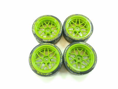 NEW HPI Racing RS4 SPORT 3 Nitto Plastic Drift Tires on Green 12mm Hex Wheels Mo