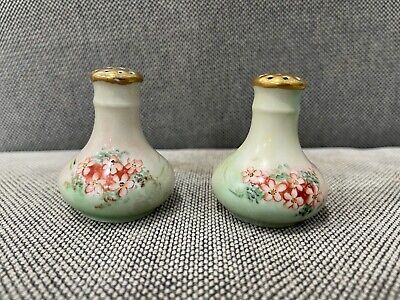 Vintage Hand Painted Ceramic Olive Flower Salt /& Pepper Shaker Set