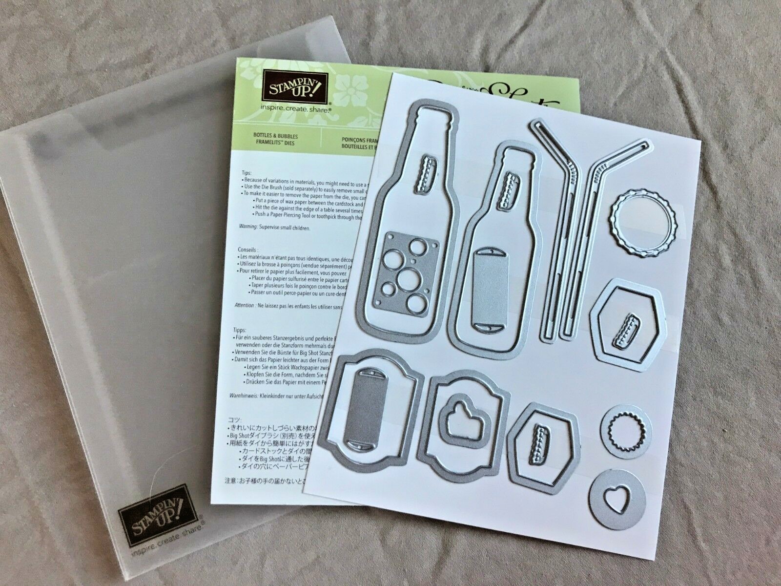 EUC Stampin' Up! Bubble Over Stamp Set & Matching Framelits Dies