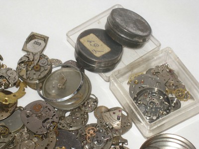 Vintage Watch Parts 1½+ pounds-Steampunk Altered Art Jewelry Crafts  gears faces