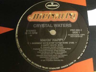 CRYSTAL WATERS MAKIN' HAPPY 12'' ORIG '91 MERCURY HOUSE BASEMENT BOYS GEM MINT-