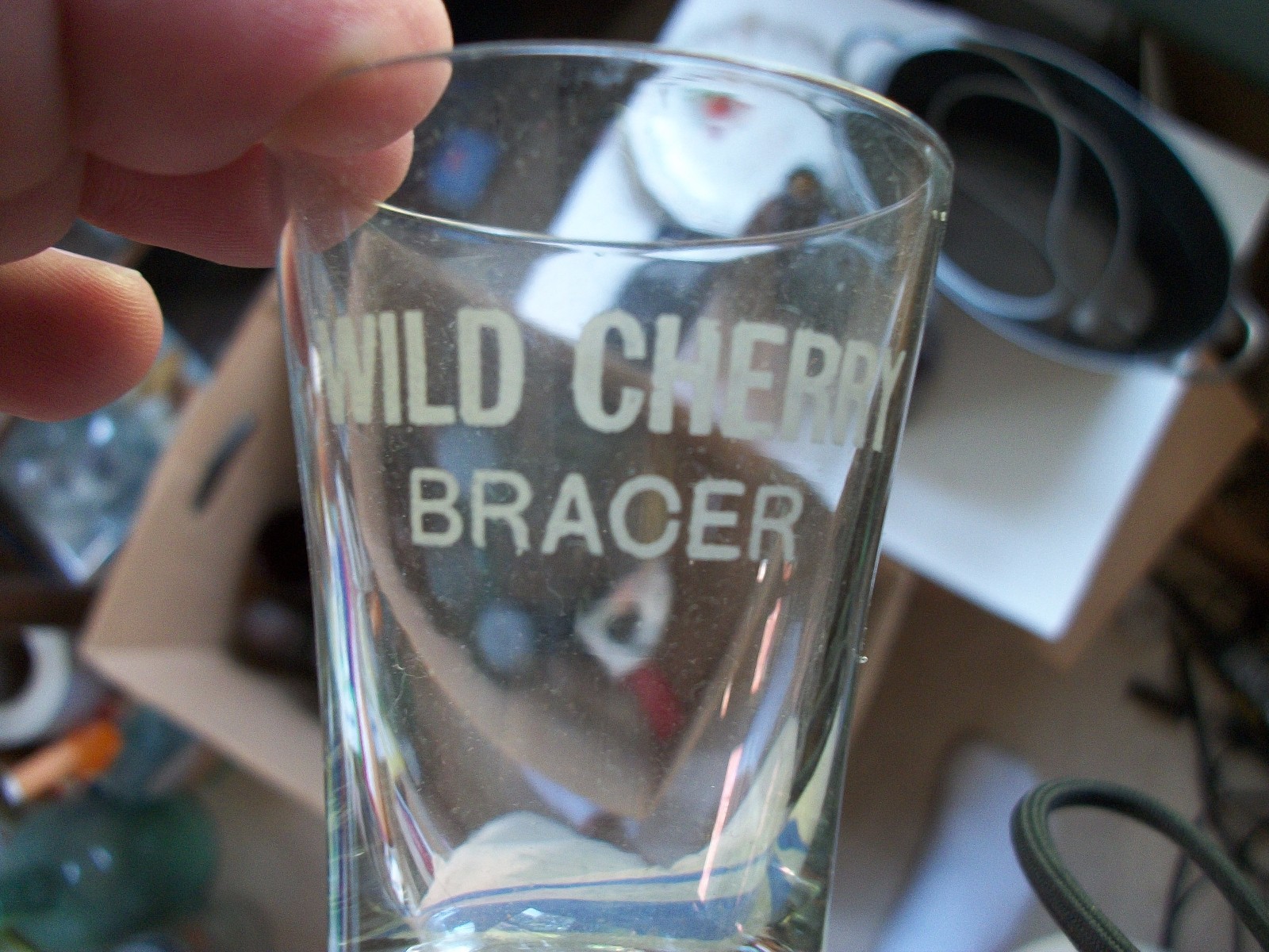 WILD CHERRY BRACER ACID ETCHED 1890S ERA MEDICINAL DOSE SHOT GLASS