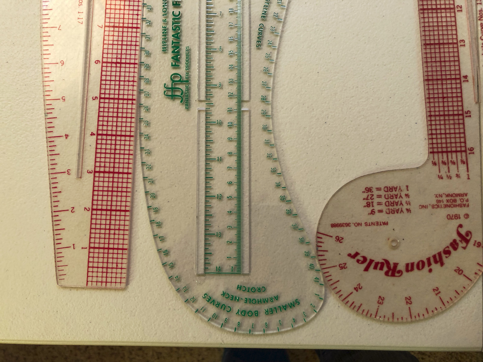 3 Sewing Body Curve Plastic Templates Hipline & Torso Armhole Curves