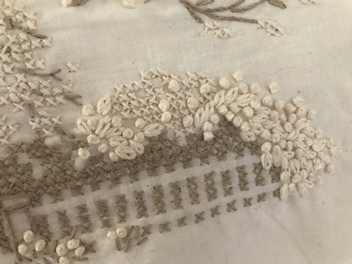 Beautiful Hand Embroidered Knot Sampler! Very well done! Shabby chic Farmhouse!