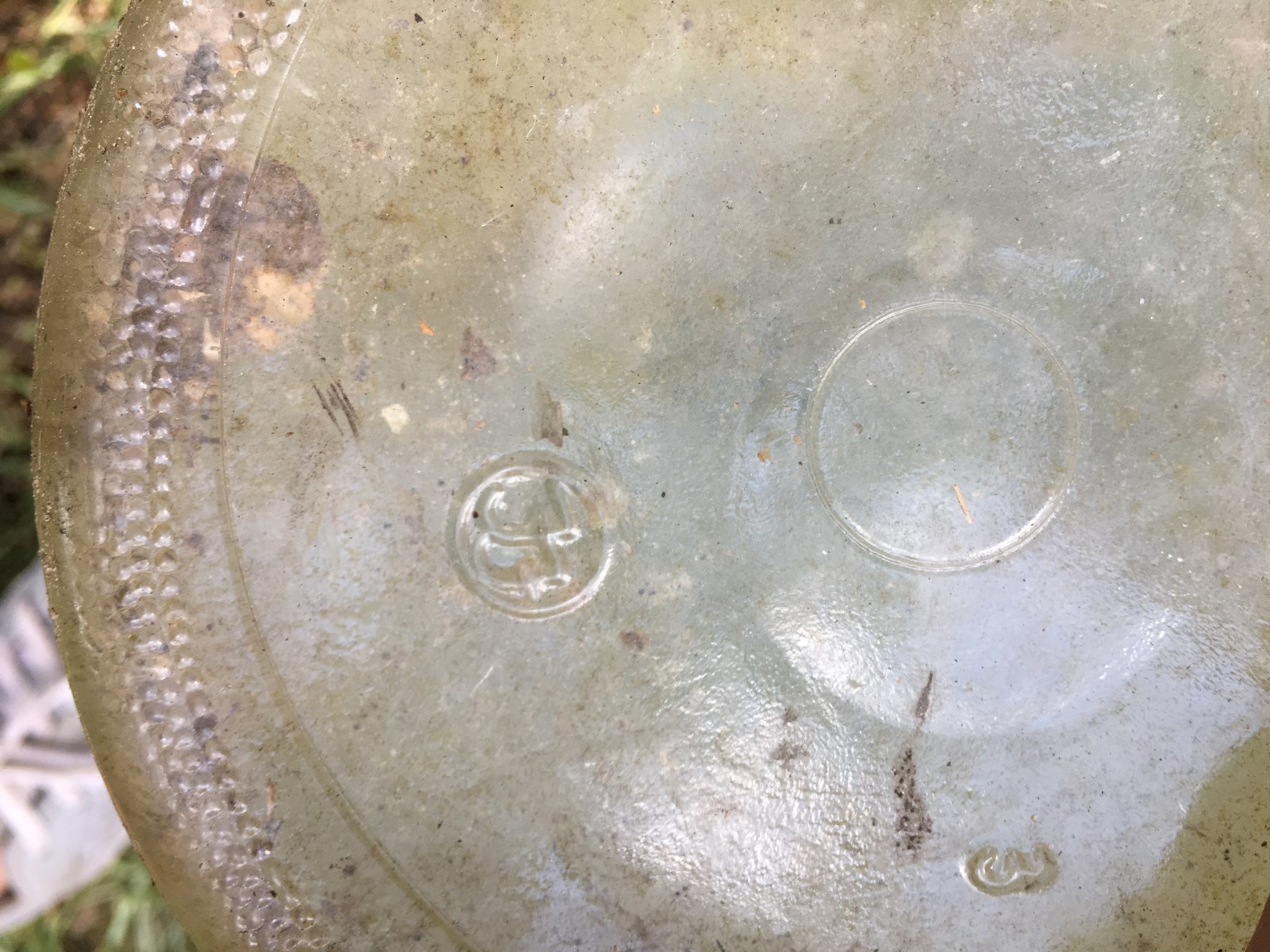 Old Vintage (1) One Gallon Clear Glass jug Container  Finger handle wider mouth