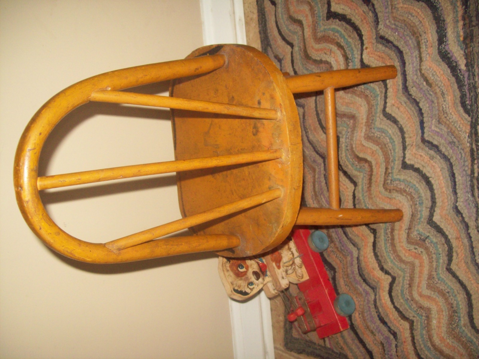 Vintage Small  Child's Chair Bentwood Mustard Colored Antique 21 in high