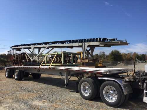 Conveyor 18” x  50’ , telescoping stacking conveyor, with wheels, 5 yard hopper.
