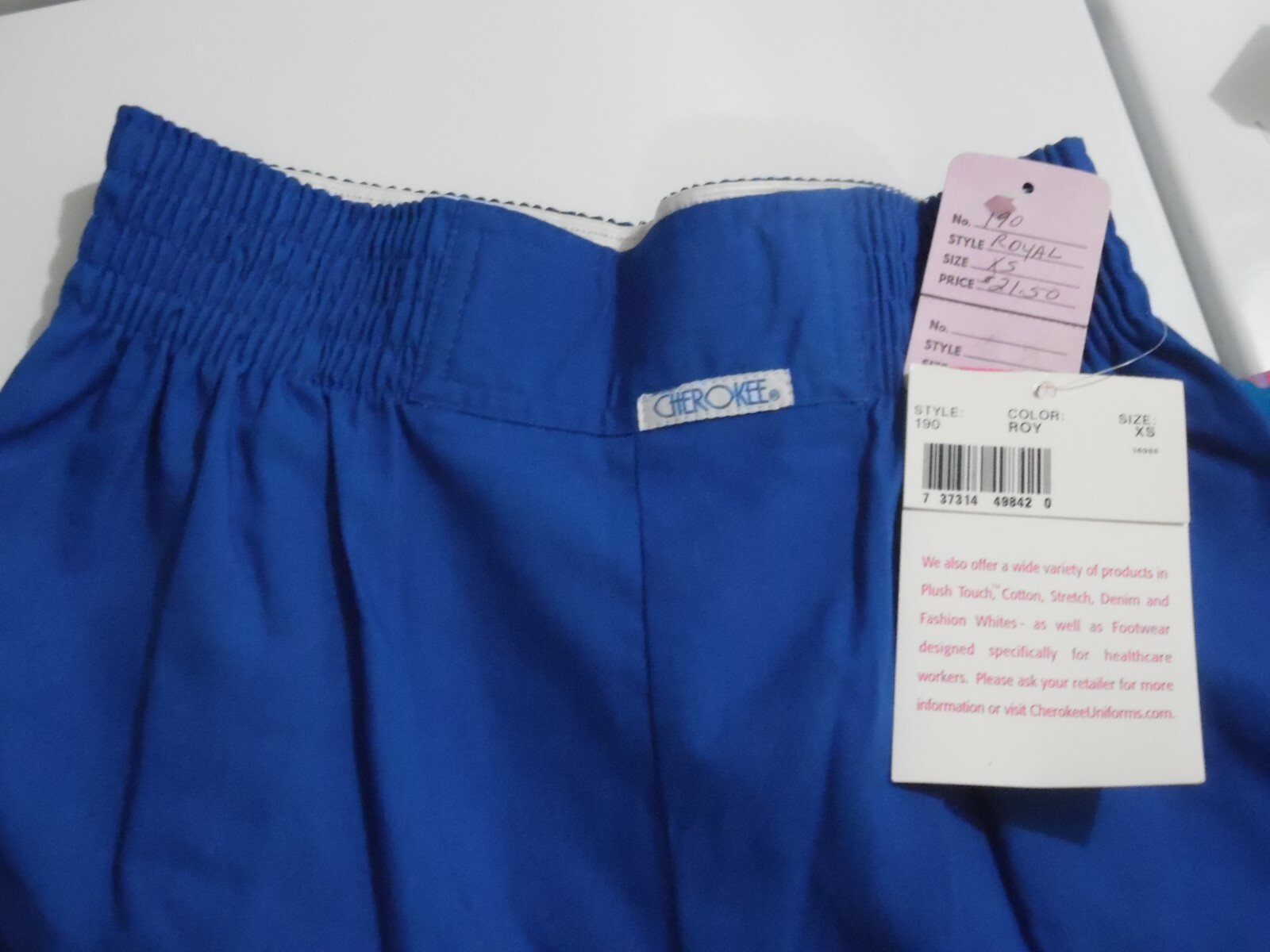NWT! Peaches Scrub XS Top; Cherokee XS Scrub Bottoms- Set XSmall 6 8 Malibu Blue