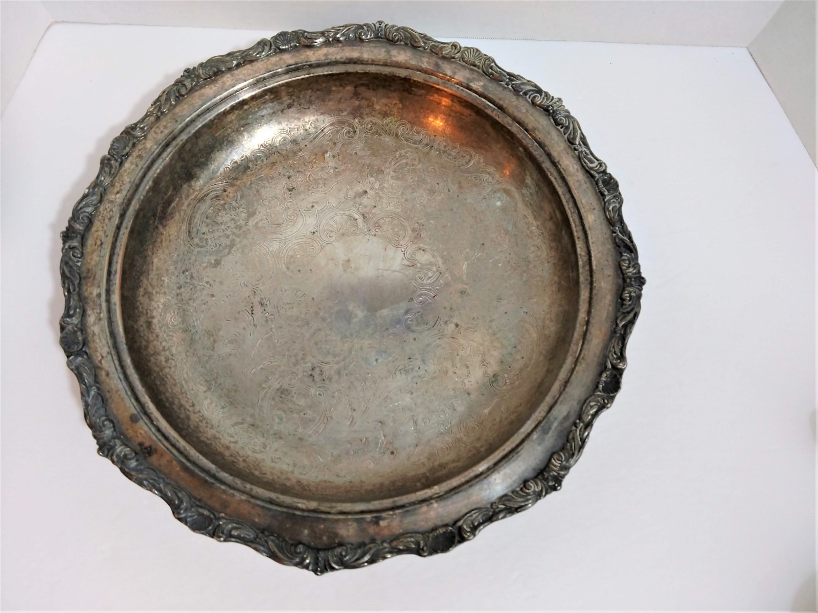 Vintage Crescent Silver Co. Footed Silverplate Serving Tray 13