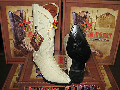 Pre-owned Los Altos Boots Los Altos Women Winter White Crocodile Tail Western Cowboy Boot (m) L091041