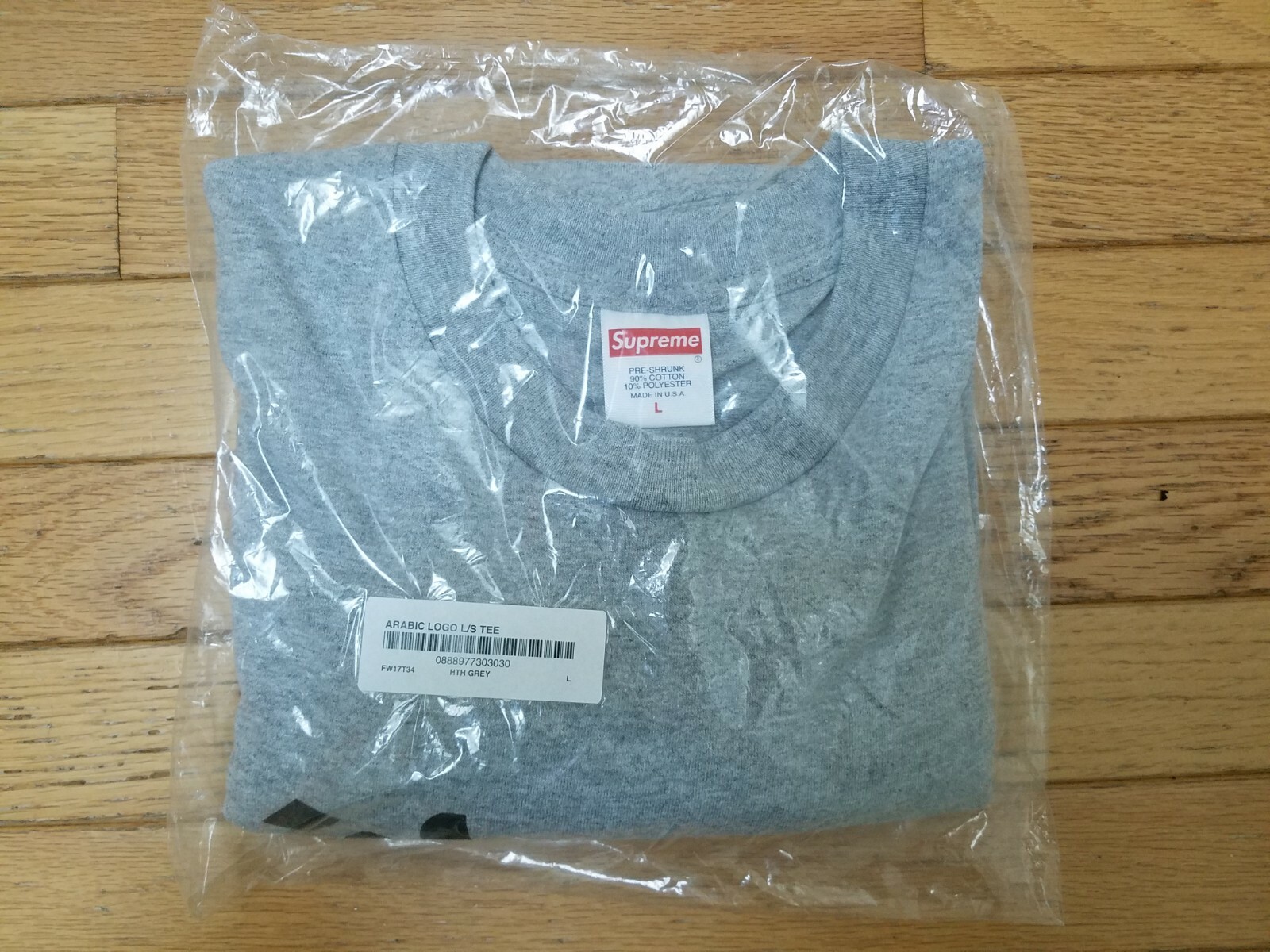 Supreme Arabic Logo Long Sleeve Tee Shirt Heather Grey Size