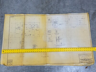 Vintage 1968 Industrial Blueprint Architectural Engineering Design Power Plant