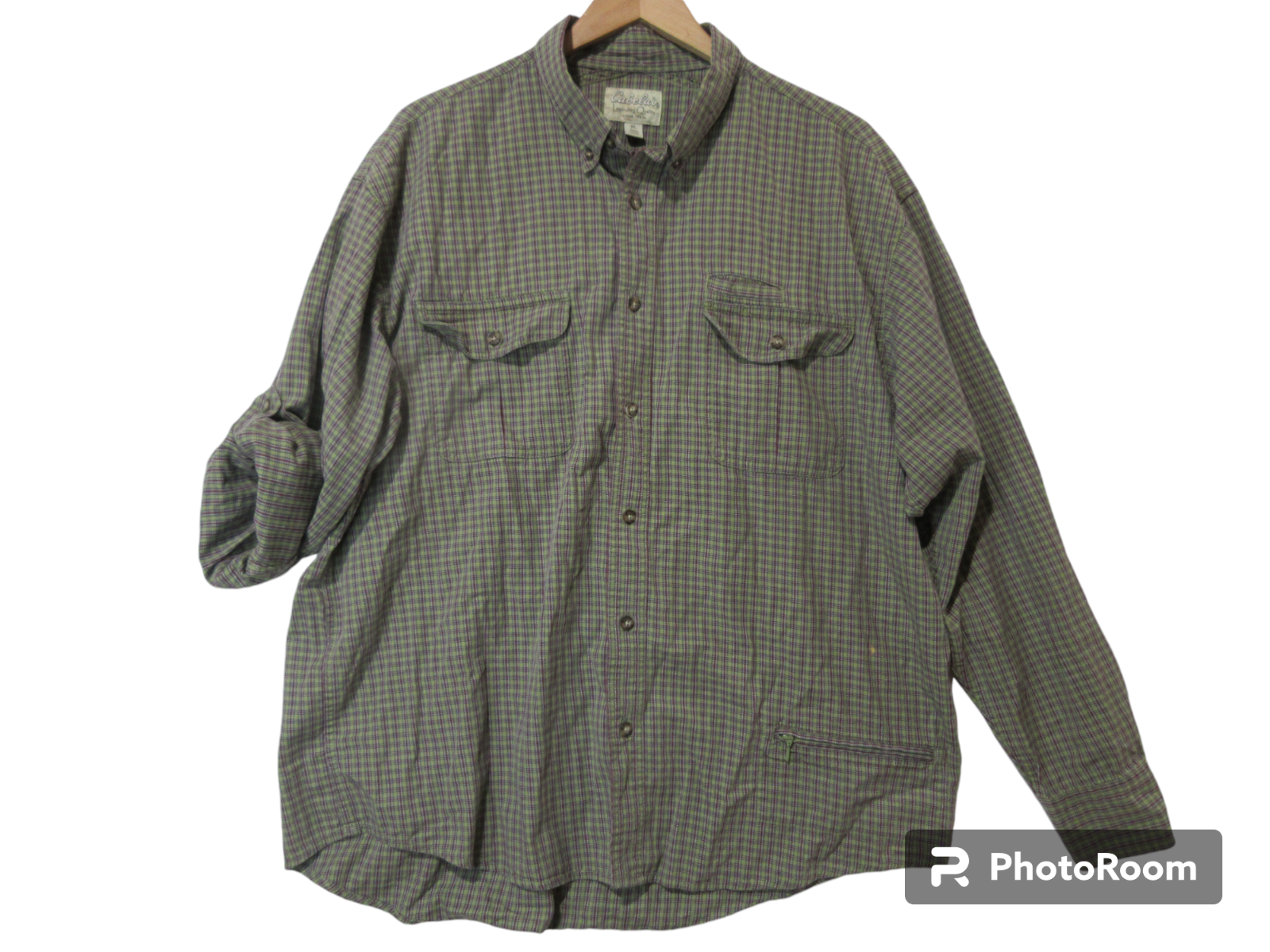 VINTAGE 90s Sz XL Cabelas Shirt Green Check Outdoor HIDDEN VINTAGE 90s Sz XL Cabelas Shirt Green Check Outdoor HIDDEN