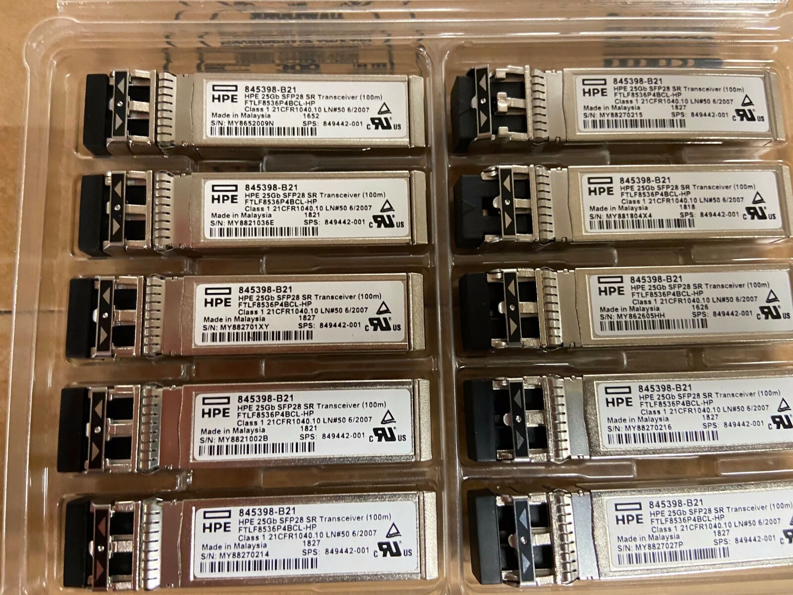 845398-B21 HPE 25GB SFP28 SR 100M TRANSCEIVER 849442-001 845398-B21 HPE 25GB SFP28 SR 100M TRANSCEIVER 849442-001