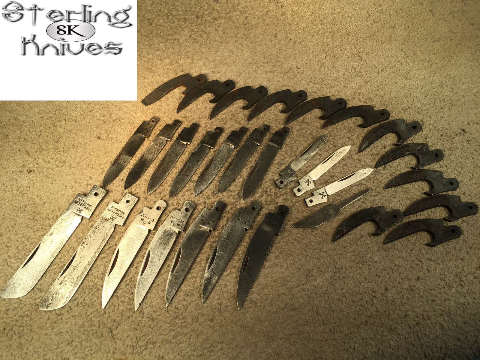 30) Pc. Lot Of F. Herder & Son Solingen Germany Knife Blades 30) Pc. Lot Of F. Herder & Son Solingen Germany Knife Blades