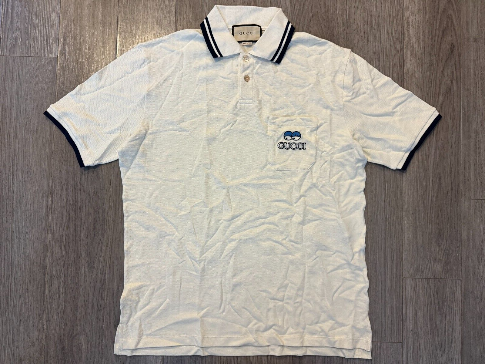 Cotton piquet polo shirt with Web in light blue | GUCCI® US