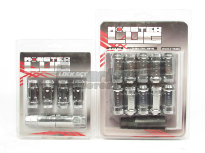 Monster Lug Extended Open Ended Wheel Lug Nuts & Locks Chrome M14x1.50 NEW