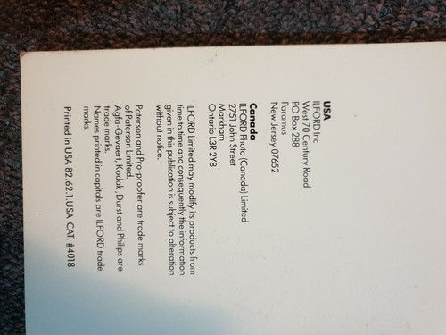 Ilford Multigrade Photo Paper IV RC DeLuxe 8x10in. 25qty - SEALED & ilfospeed