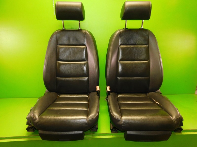 05-08 Audi A4 OEM black leather front seats left right SET complete rails power