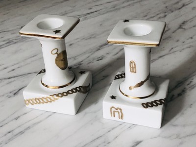Richard Ginori Gio Ponti Candlestick Pair 3 1/2 Inch Tall