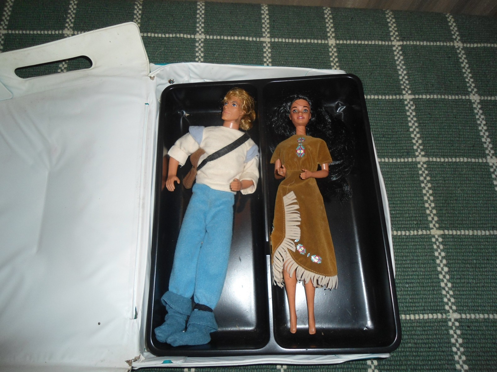 Disney Store John Smith & American Indian w Doll Case (Barbie size) Clothes on